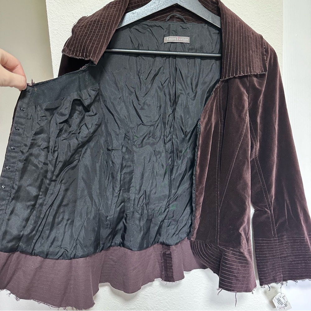 Easton Pearson Velvet Blazer in Deep Brown - Picture 4 of 14